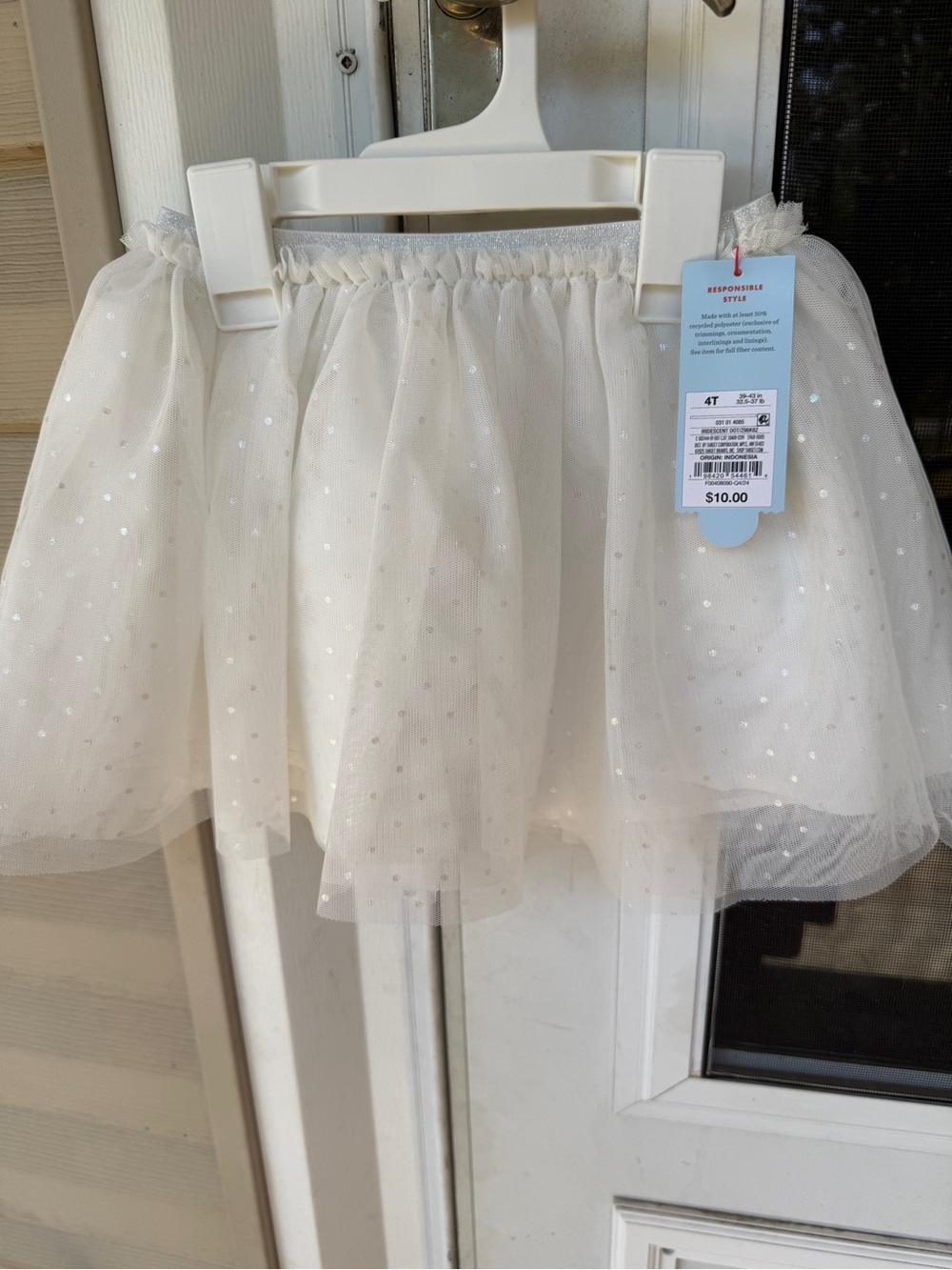 Girls White Sparkle Tulle Skirt - Cat and Jack